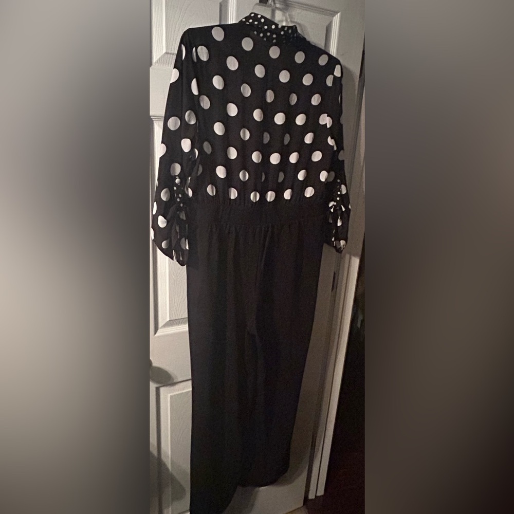 NWOT - CATO Polka Dot Jumpsuit Black White - Picture 5 of 7